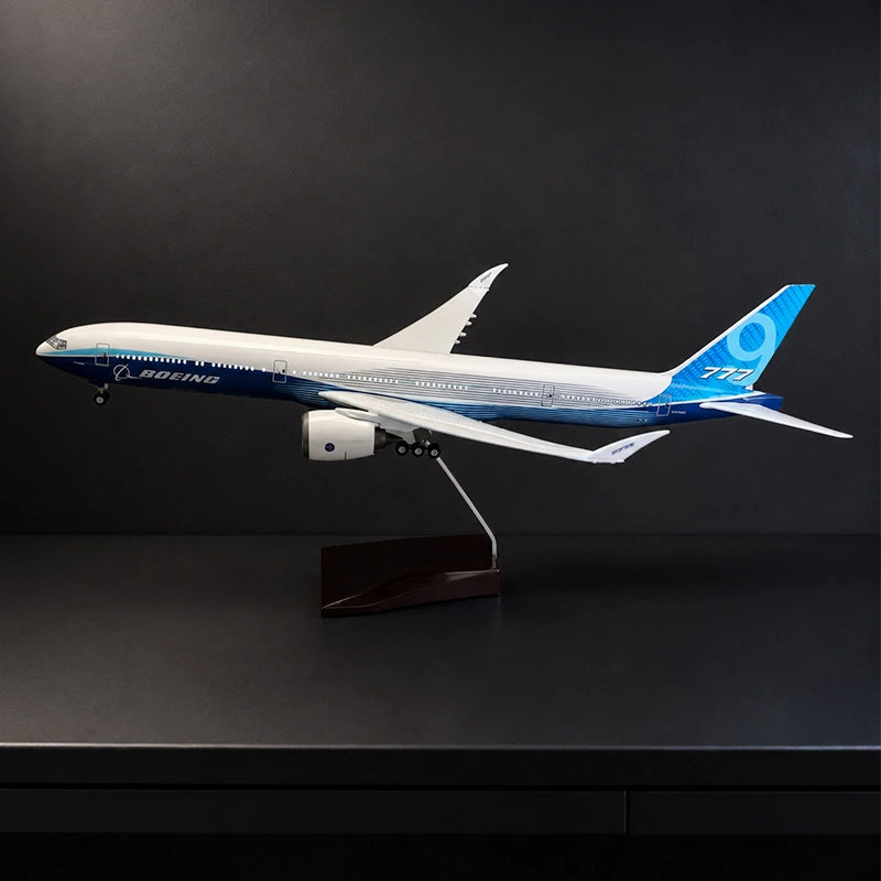 Boeing 777-9 1:163 scale model airplane with detailed Boeing livery and folding wingtips