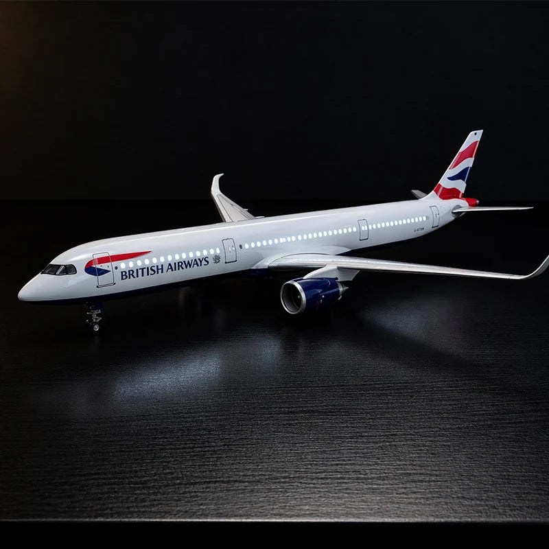 British Airways Airbus A321neo Model Airplane 1:100 Scale with LED Cabin Lights