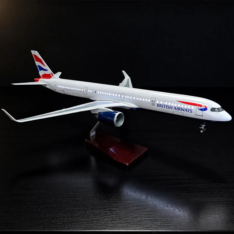 British Airways Airbus A321neo Model Airplane 1:100 Scale with LED Cabin Lights