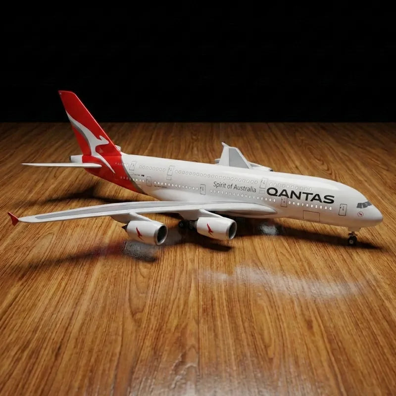 large scale Qantas A380 model airplane 1:160 with built-in LED lights detailed aircraft display model