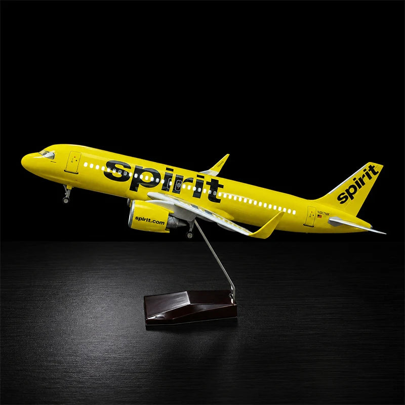 Spirit Airlines A320neo model airplane 1:80 scale collectible aircraft model with realistic details and LED lighting