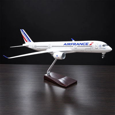 Air France Airbus A350-900 1:142 scale aircraft display model with LED cabin lighting and display stand.