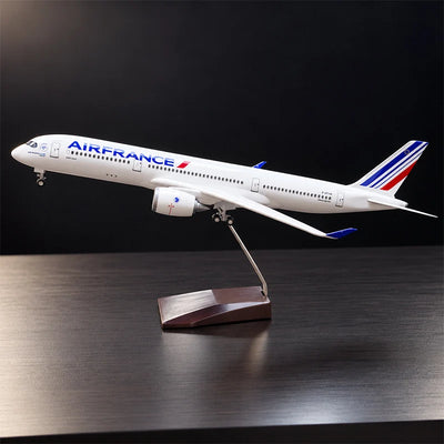 Air France Airbus A350-900 1:142 scale aircraft display model with LED cabin lighting and display stand.
