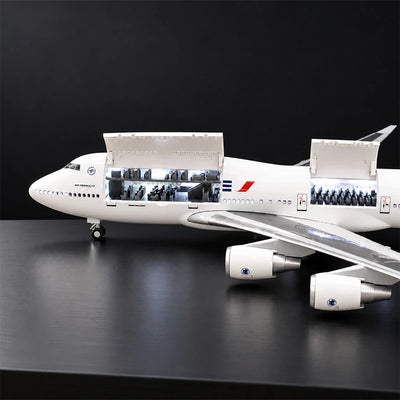 Air France Boeing 747 1:150 scale aircraft display model with openable cabin interior and display stand.