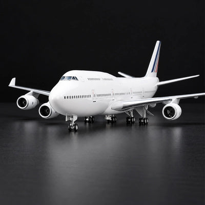 Air France Boeing 747 1:150 scale aircraft display model with openable cabin interior and display stand.