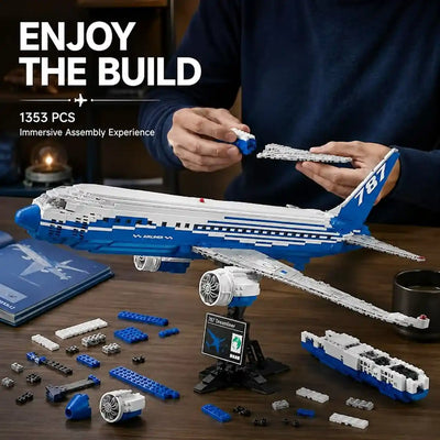 Boeing 787 Dreamliner building blocks model with 1,353 pieces.