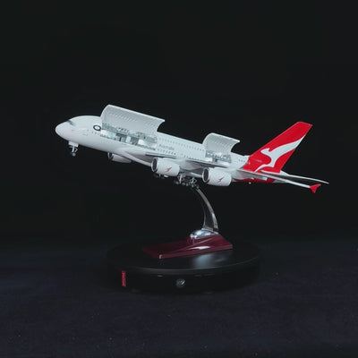 large scale Qantas A380 model airplane 1:160 with built-in LED lights detailed aircraft display model