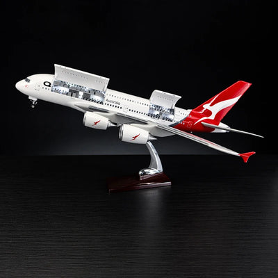 large scale Qantas A380 model airplane 1:160 with built-in LED lights detailed aircraft display model