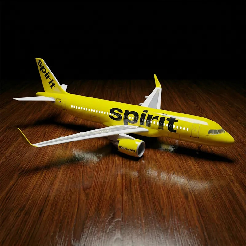 Spirit Airlines A320neo model airplane 1:80 scale collectible aircraft model with realistic details and LED lighting